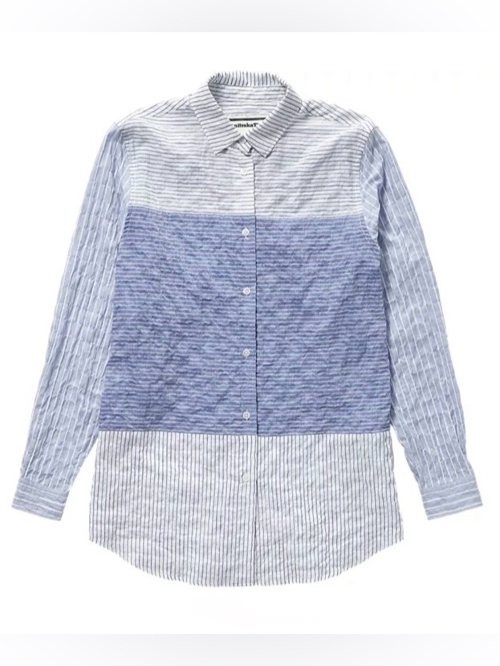 Onitsuka Tiger x Andrea Pompilio striped cotton button down size M medium blue